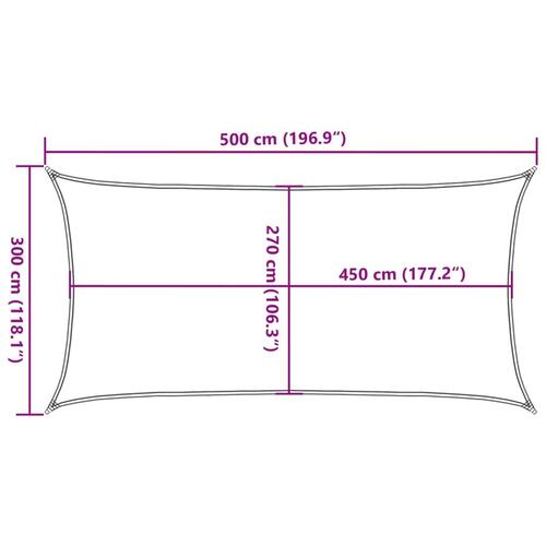 Solsejl 3x5 m 160 g/m² HDPE rektangulær sandfarvet