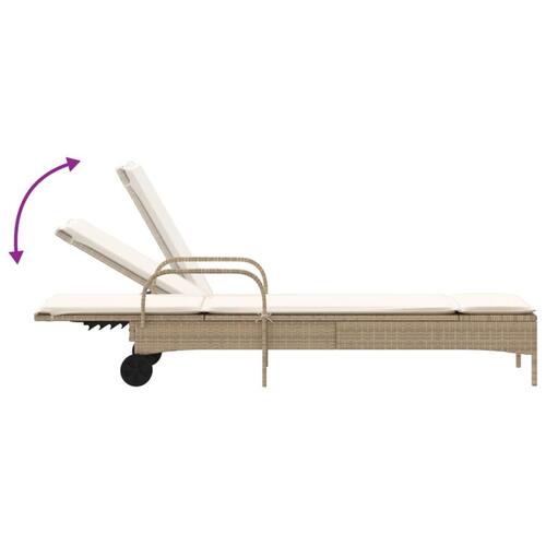 Liggestole 2 stk. med hynder polyrattan beige