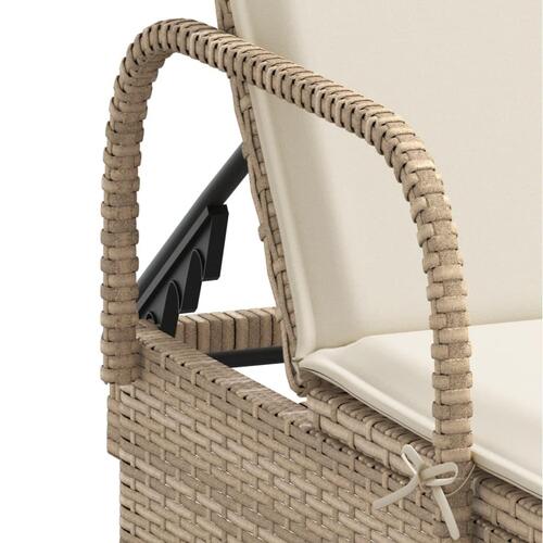 Liggestole 2 stk. med hynder polyrattan beige