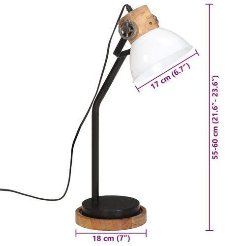 Skrivebordslampe 25 W 18x18x60 cm E27 hvid