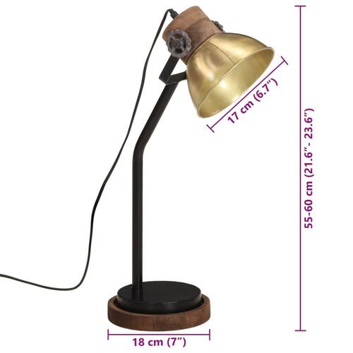Skrivebordslampe 18x18x60 cm 25 W E27 antik messingfarve