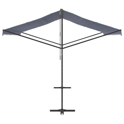 Fritstående markise 400×300 cm - blå/hvid stof og stål