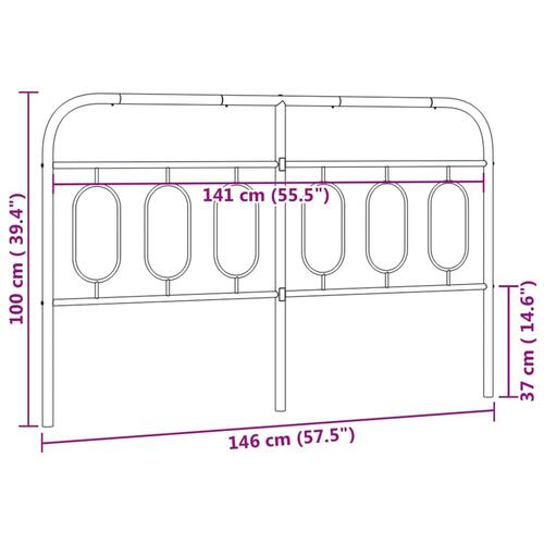 Sengegavl 140 cm metal sort