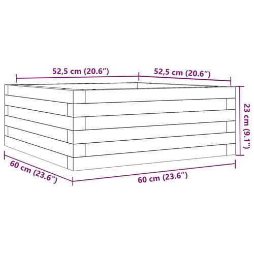 Plantekasse 60x60x23 cm massivt fyrretræ