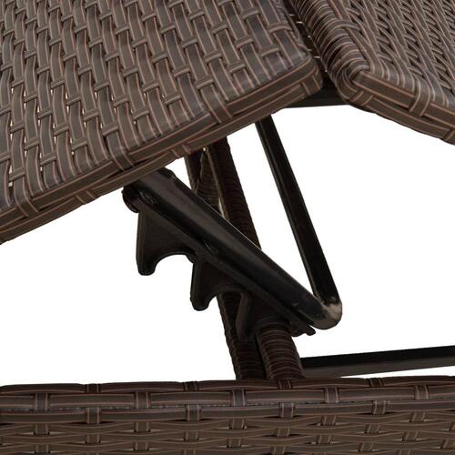 Liggestole 2 stk. med bord polyrattan brun