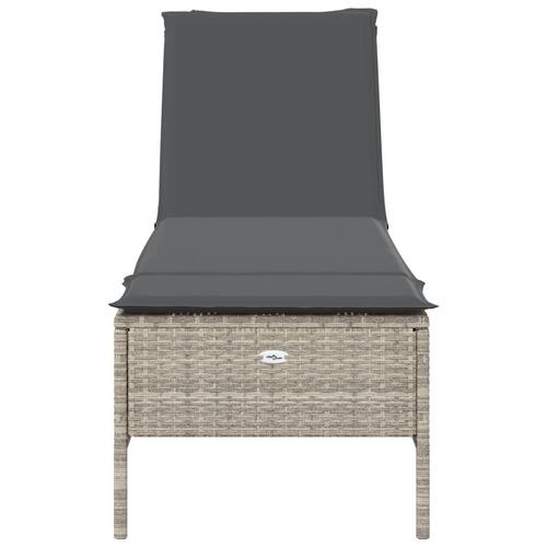 Liggestol med hynde polyrattan lysegrå