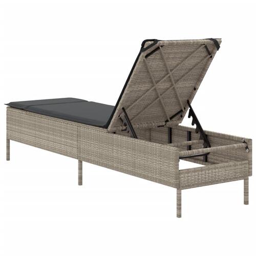 Liggestol med hynde polyrattan lysegrå