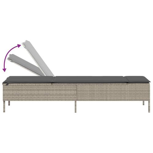 Liggestol med hynde polyrattan lysegrå
