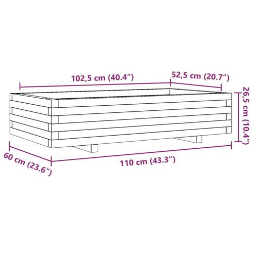 Plantekasse 110x60x26,5 cm massivt fyrretræ hvid
