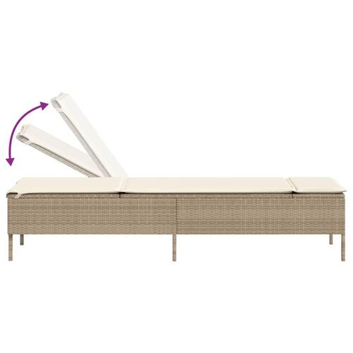 Loungesofa med bord og hynde polyrattan beige