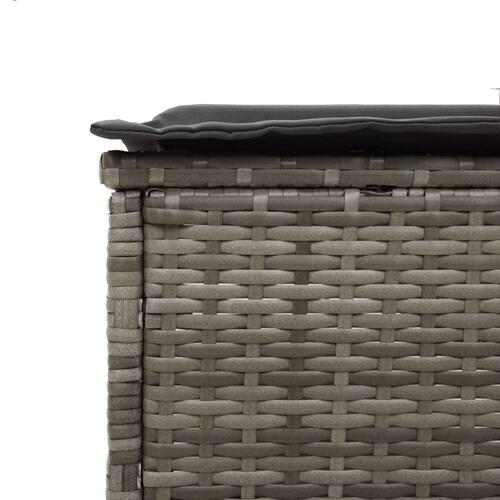 Liggestol med bord og hynde polyrattan grå