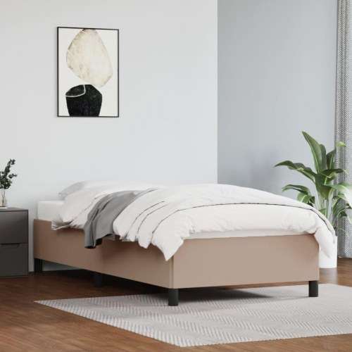 Sengeramme 100×200 cm i kunstlæder - cappuccino