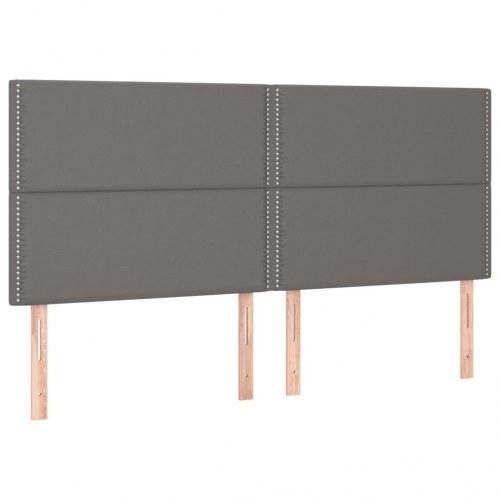 Kontinentalseng med madras 200x200 cm - kunstlæder, grå