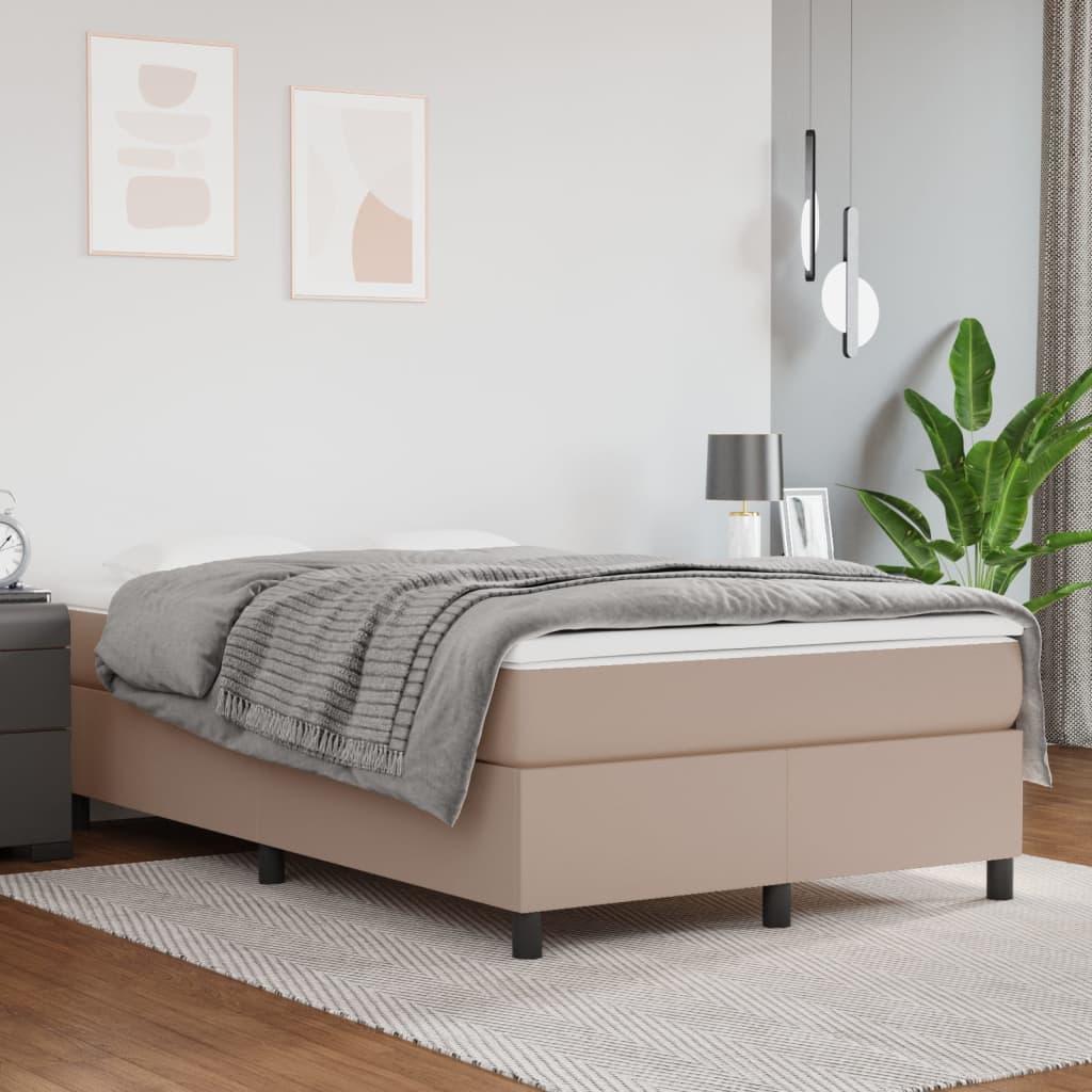 Kontinentalseng 120x200 cm kunstlæder cappuccinofarvet