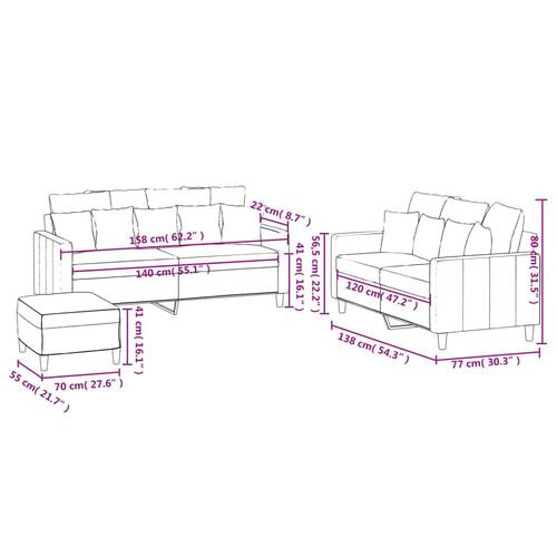 3 personers sofa med hynder velour lysegrå