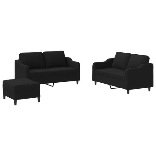 3 personers sofa med hynder stof sort