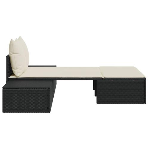 Dobbelt loungesofa med hynder polyrattan sort