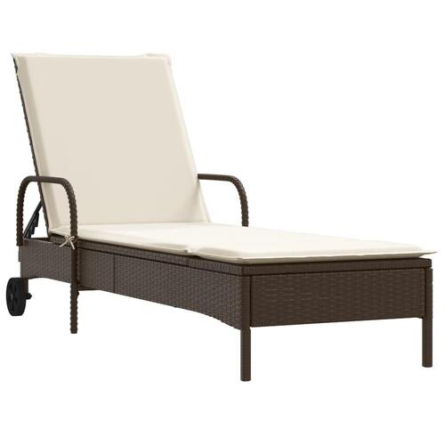 Liggestole 2 stk. med hynder polyrattan brun