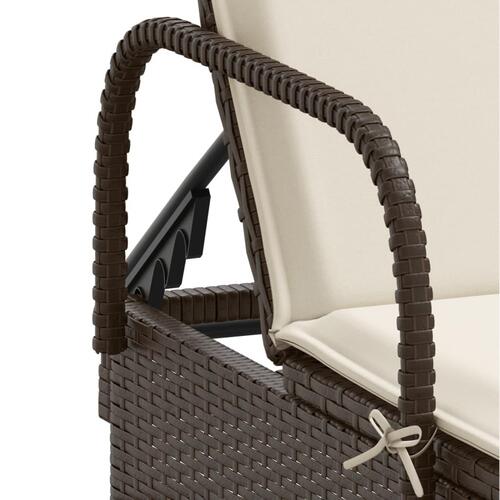 Liggestole 2 stk. med hynder polyrattan brun