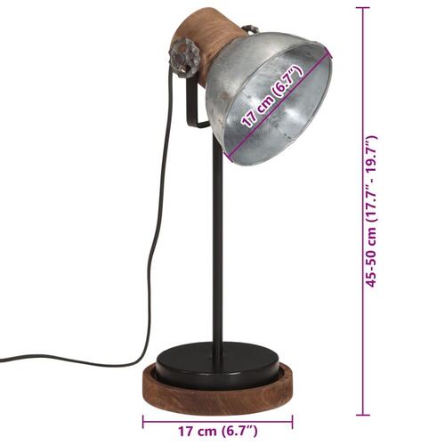 Skrivebordslampe 17x17x50 cm 25 W E27 vintagesølv
