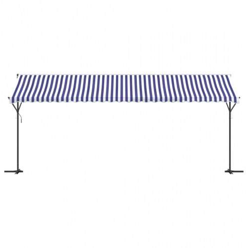 Fritstående markise 600 × 300 cm - blå/hvid stribet