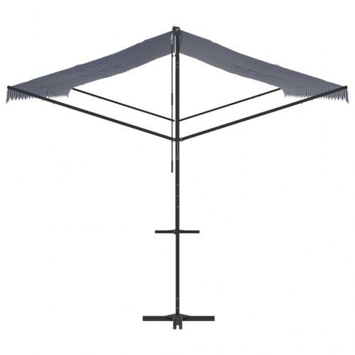 Fritstående markise 600 × 300 cm - blå/hvid stribet