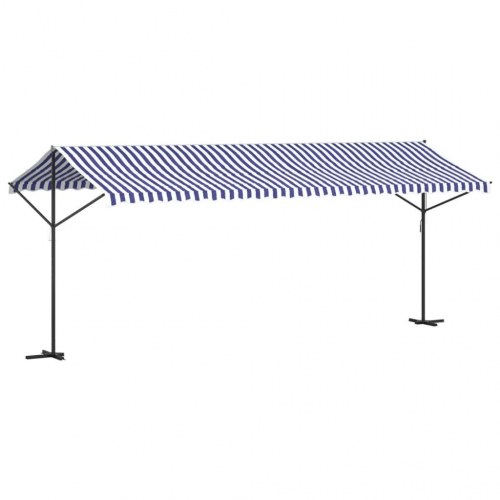 Fritstående markise 600 × 300 cm - blå/hvid stribet