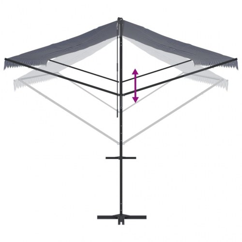 Fritstående markise 600 × 300 cm - blå/hvid stribet