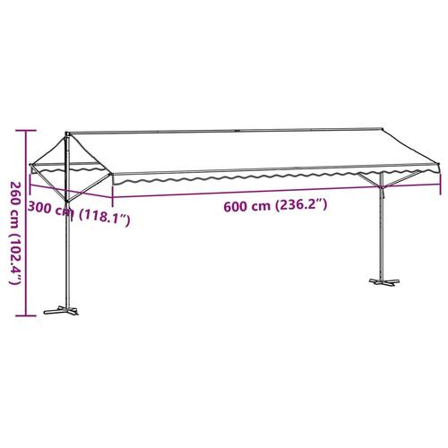 Fritstående markise 600x300 cm stof og stål blå og hvid