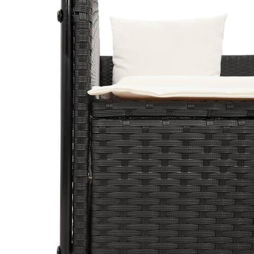 Solseng med tag og gardiner polyrattan sort