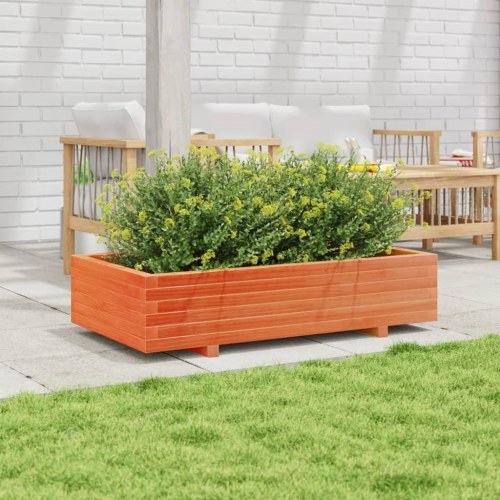 Plantekasse 110 x 60 x 26,5 cm i massivt fyrretræ - gyldenbrun