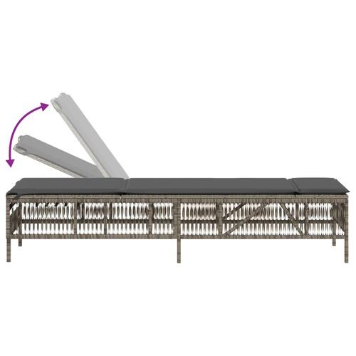 Liggestole 2 stk. med bord polyrattan grå