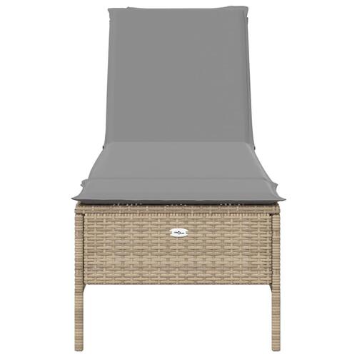 Liggestol med hynde polyrattan beige