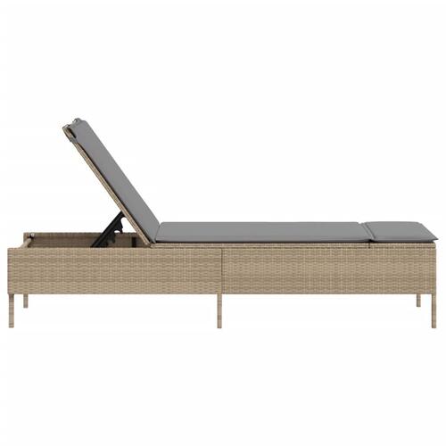 Liggestol med hynde polyrattan beige