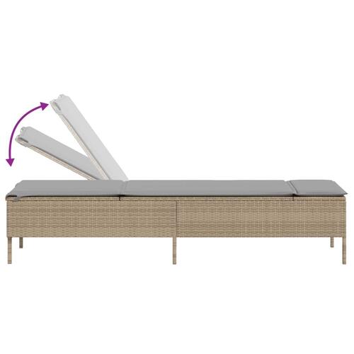 Liggestol med hynde polyrattan beige