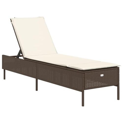 Liggestol med hynde polyrattan brun