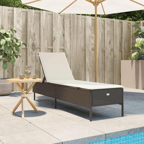 Liggestol med hynde polyrattan brun