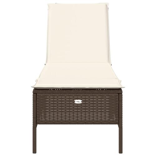 Liggestol med hynde polyrattan brun