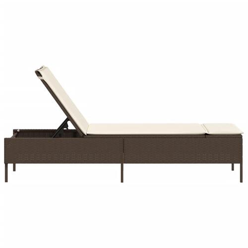 Liggestol med hynde polyrattan brun