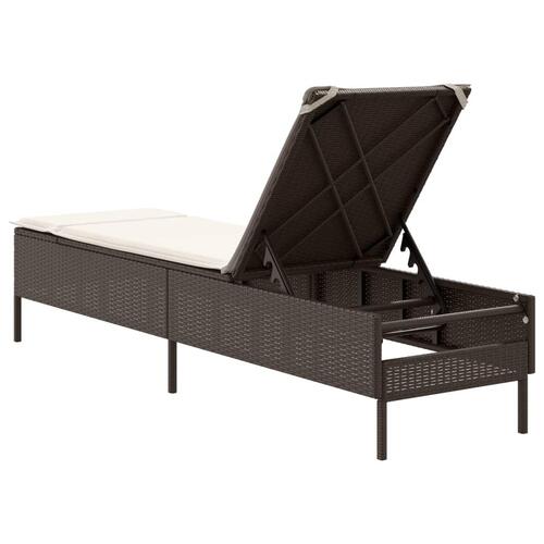 Liggestol med hynde polyrattan brun