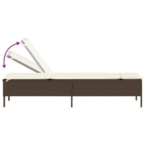 Liggestol med hynde polyrattan brun