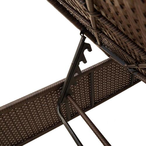 Liggestol med hynde polyrattan brun