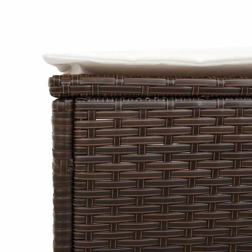Liggestol med hynde polyrattan brun