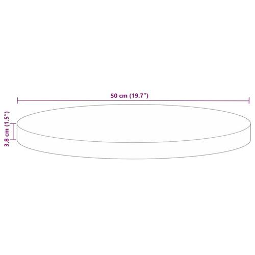 Bordplade Ø50x3,8 cm rund massivt genbrugstræ