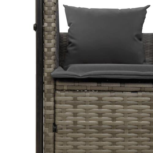 Solseng med tag og gardiner polyrattan grå