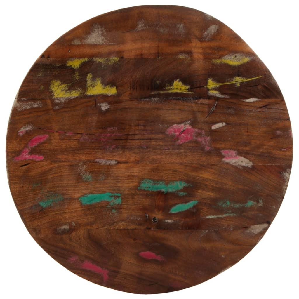 Bordplade Ø80x3,8 cm rund massivt genbrugstræ