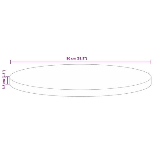 Bordplade Ø80x3,8 cm rund massivt genbrugstræ