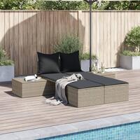 Solseng med hynder polyrattan lysegrå