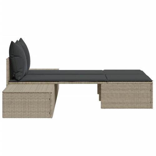 Solseng med hynder polyrattan lysegrå