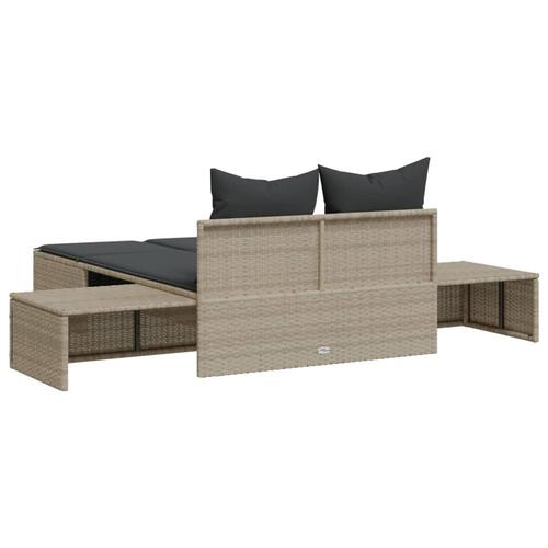 Solseng med hynder polyrattan lysegrå